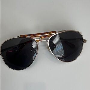 Foster Grant Black and Silver Aviator Sunglasses with Brown Accents